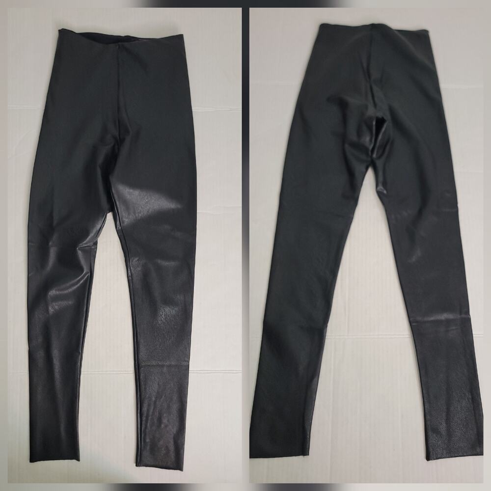 Commando Faux Leather Leggings Womens SZ M Black Smoth High Rise Pull On